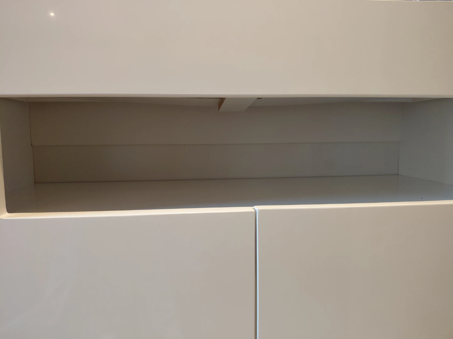 White Modern Storage Cabinet with Drawer and Doors - photo 4