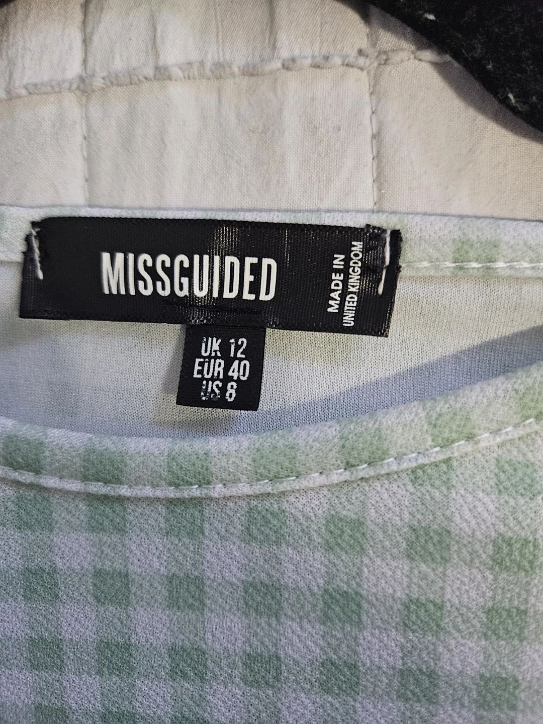 Missguided Women's Green Gingham Mini Dress - Size UK 12 - photo 2
