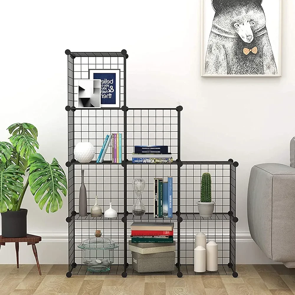 12 cubes Black Wire Storage Shelf Organizer