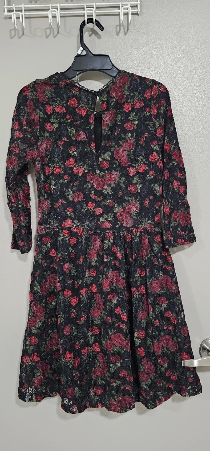 Clockhouse Black Rose Lace Dress - Size S - photo 5