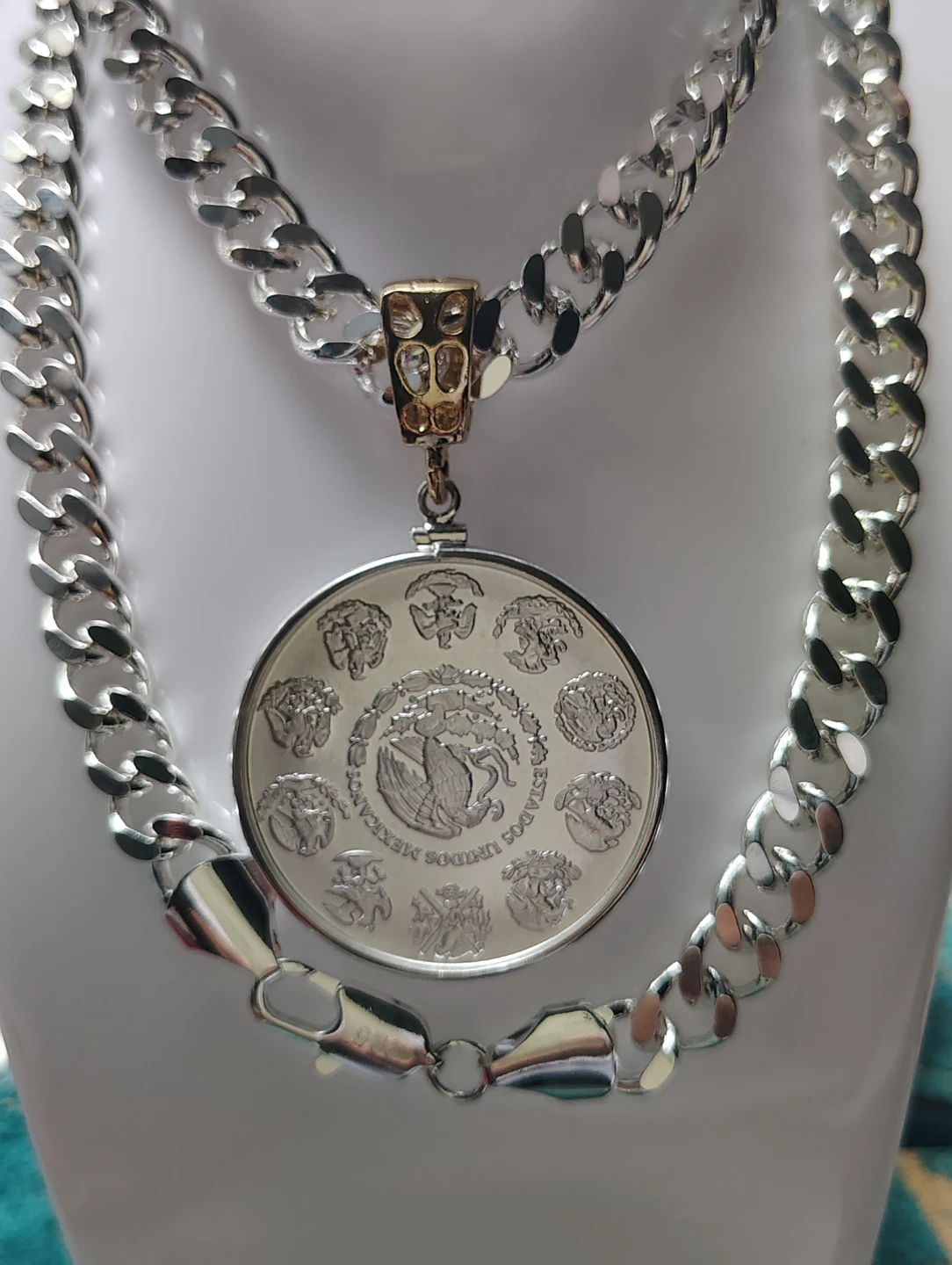 Collar chapado con moneda de plata libertad de México. - photo 5