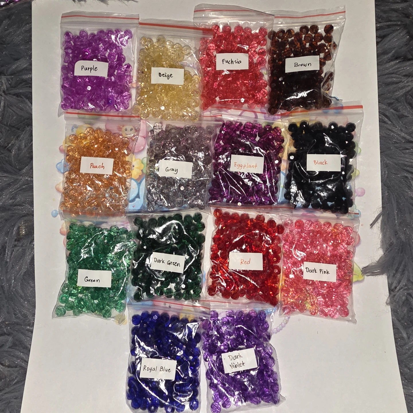 Assorted Craft Beads - 13 Colours