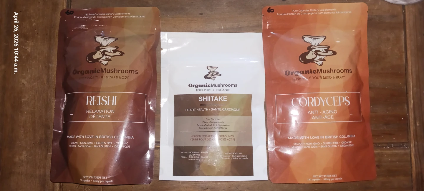 Organic Mushrooms Reishi, Cordyceps, and Shiitake Capsules