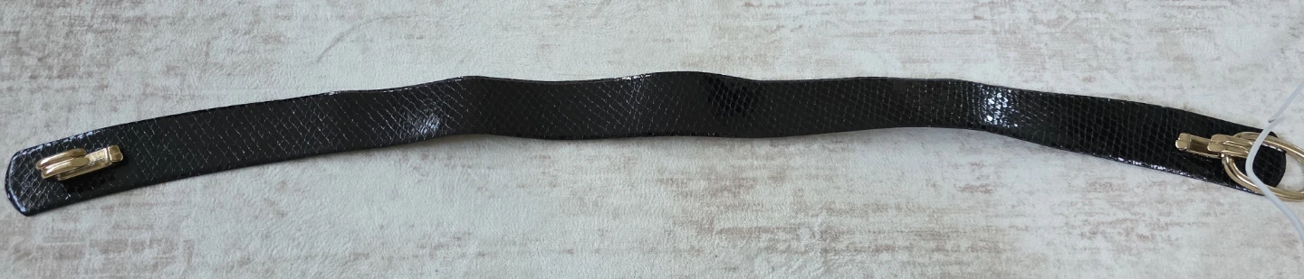 Banana Republic Black Faux Snakeskin Belt with Gold Buckle - photo 3