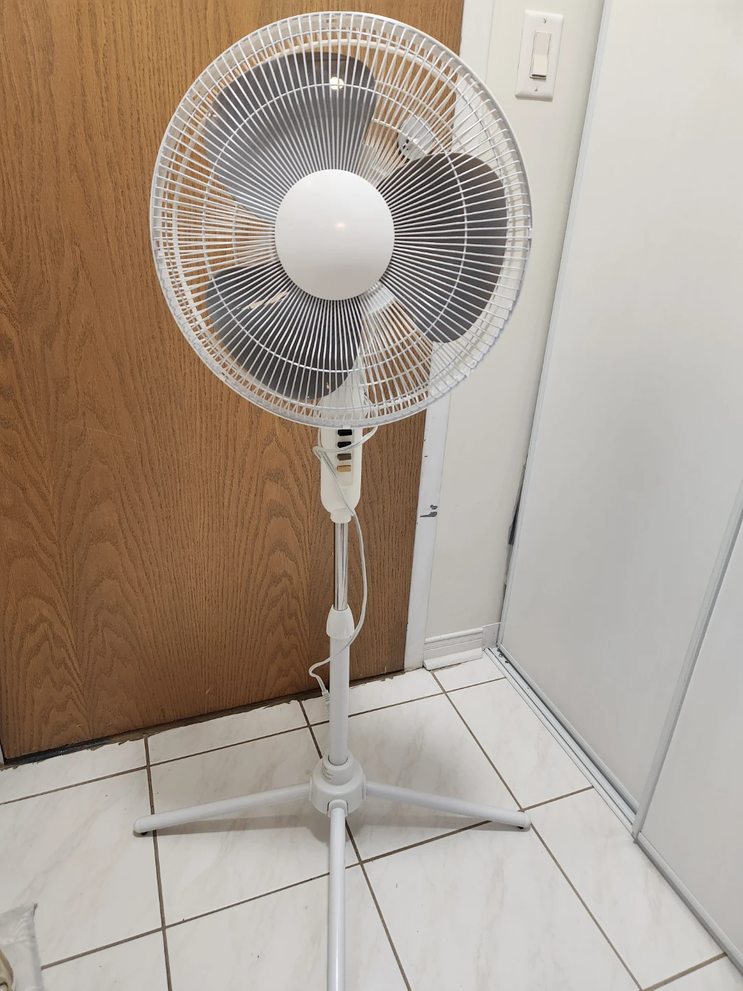 White 16" Pedestal Fan