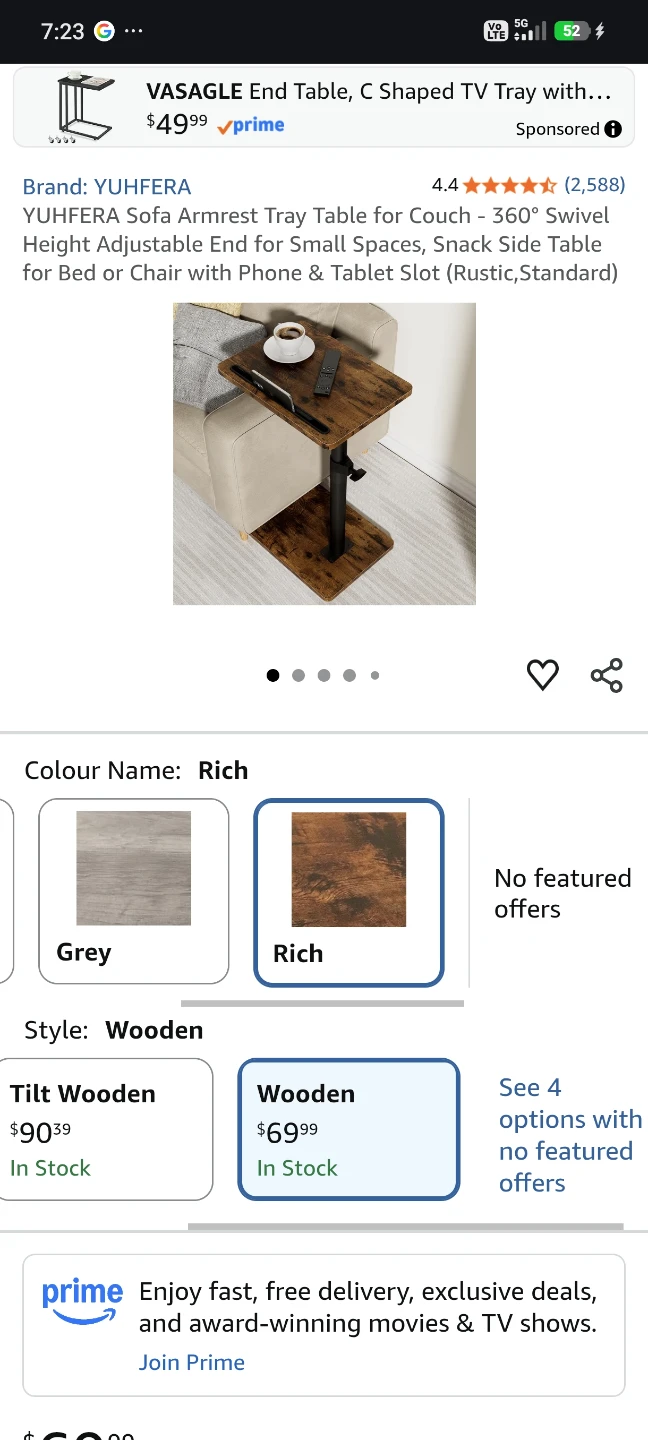 VASAGLE End Table brand new