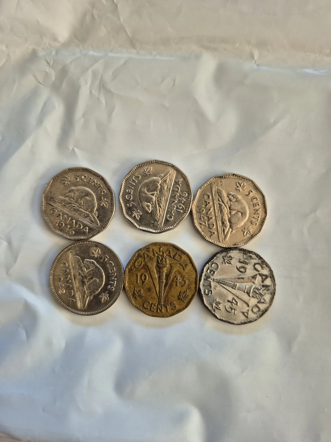 Collection of Canadian 5 Cent Coins (Nickels)