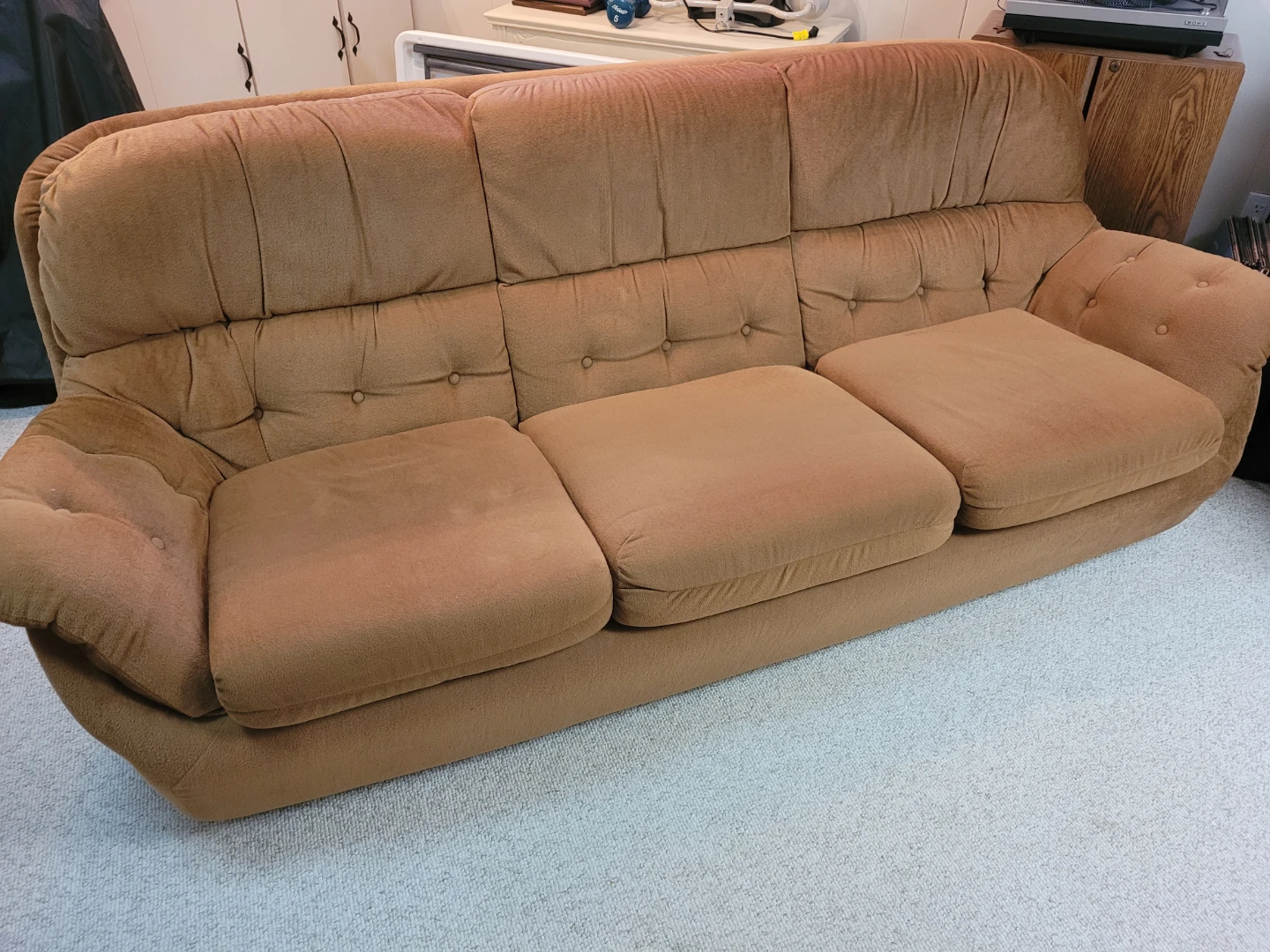 Brown Tufted Sofa with Ottoman - photo 3