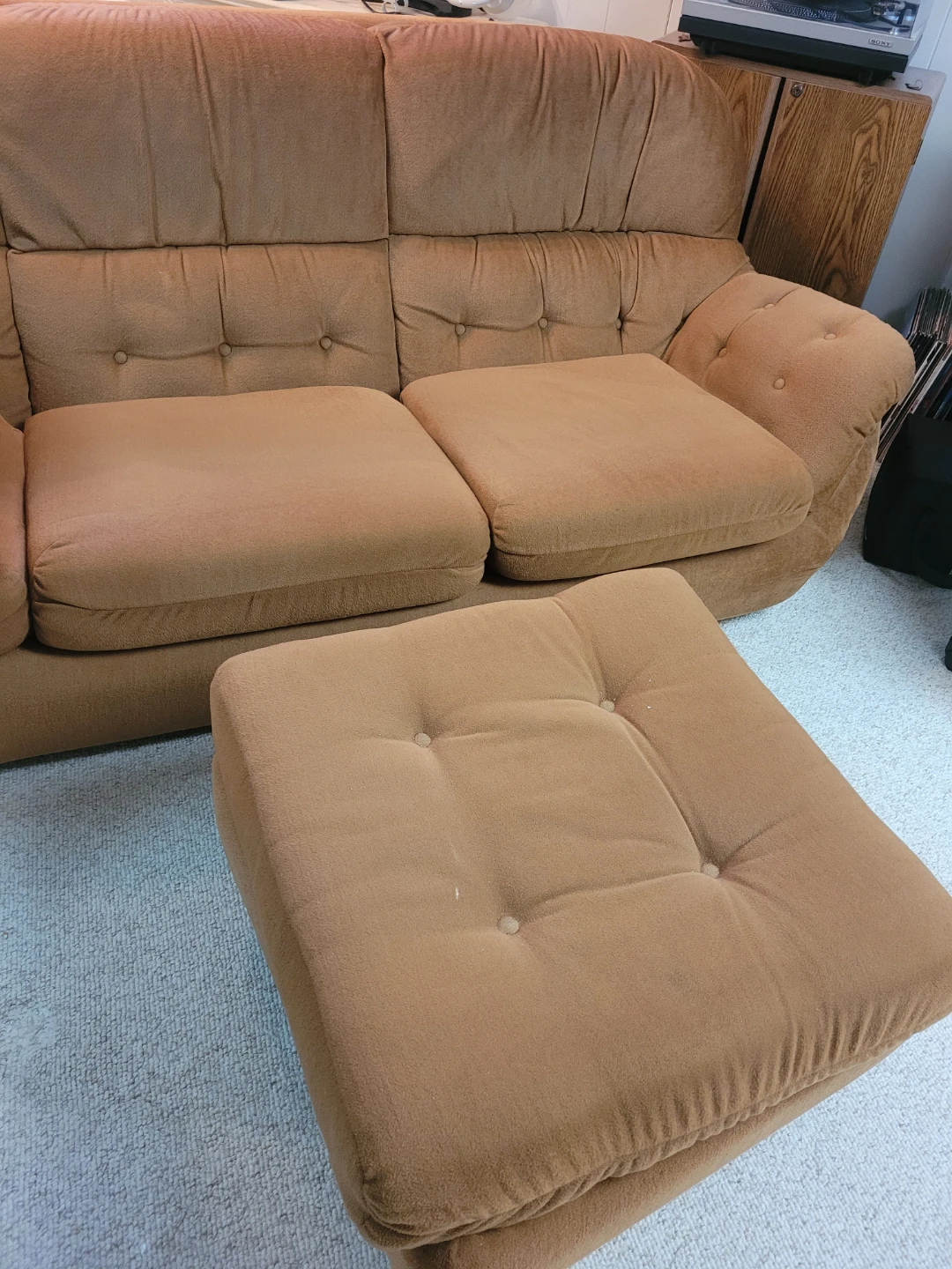 Brown Tufted Sofa with Ottoman - photo 4