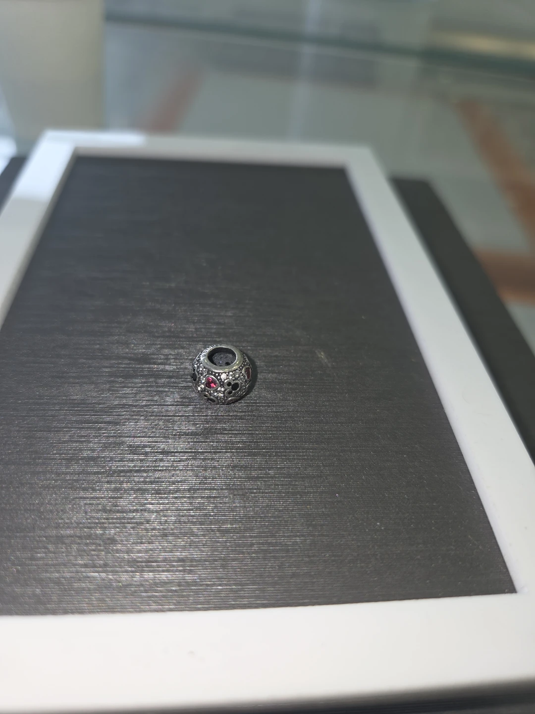 Pandora Sterling Silver Charm with Pink Stones