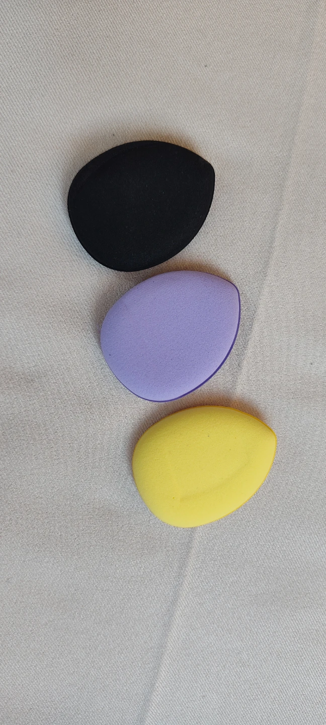 3 Mini Makeup Sponges - Black, Purple, Yellow