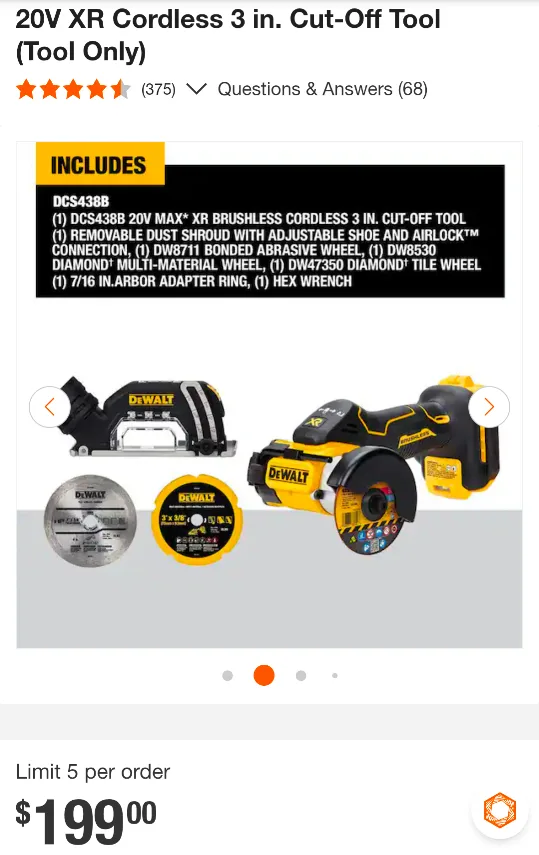 20V Max DeWalt XR Brushless Compact 3 " Cut Off Tool - photo 2