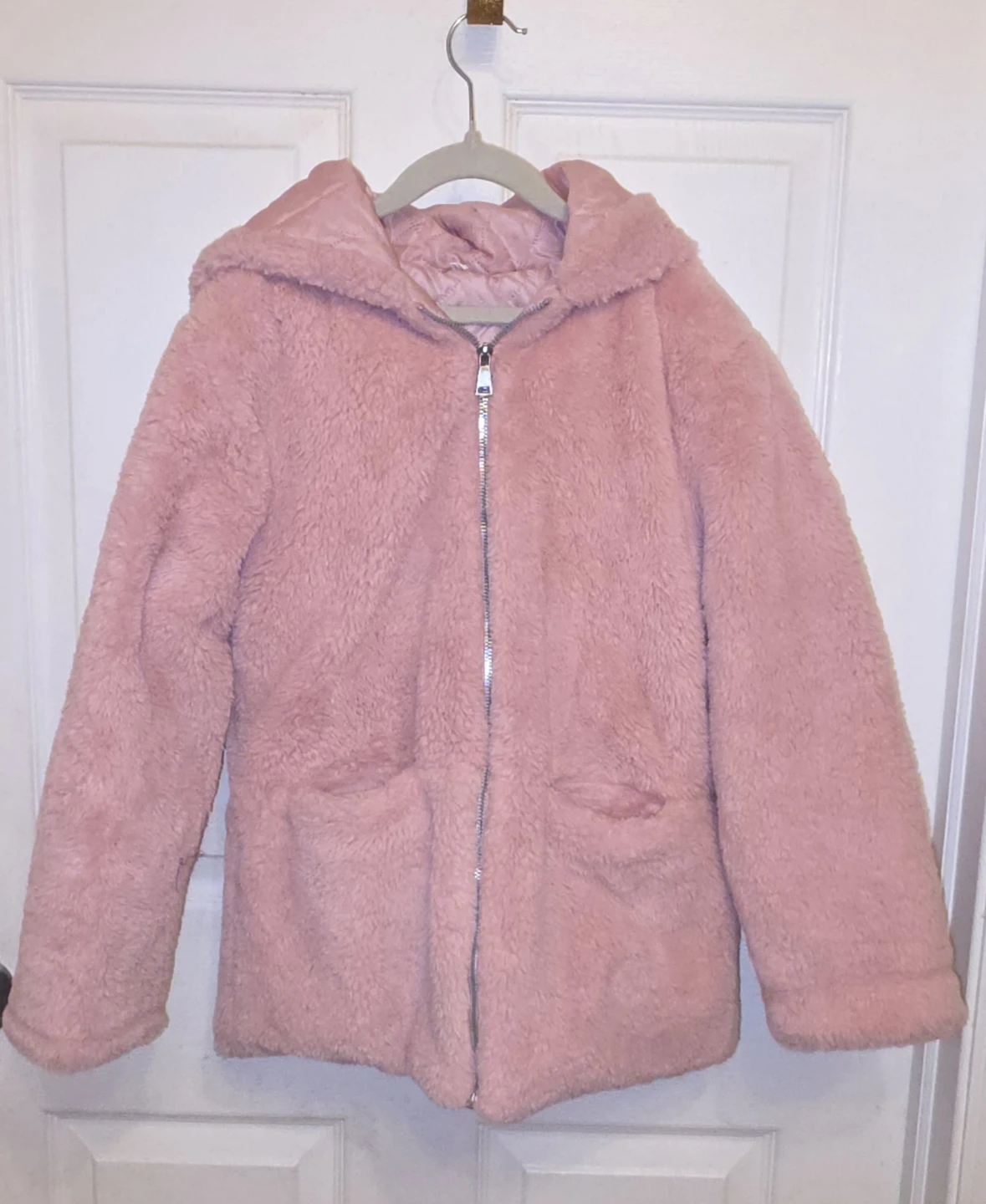 Girls Pink Fuzzy Unicorn Hoodie