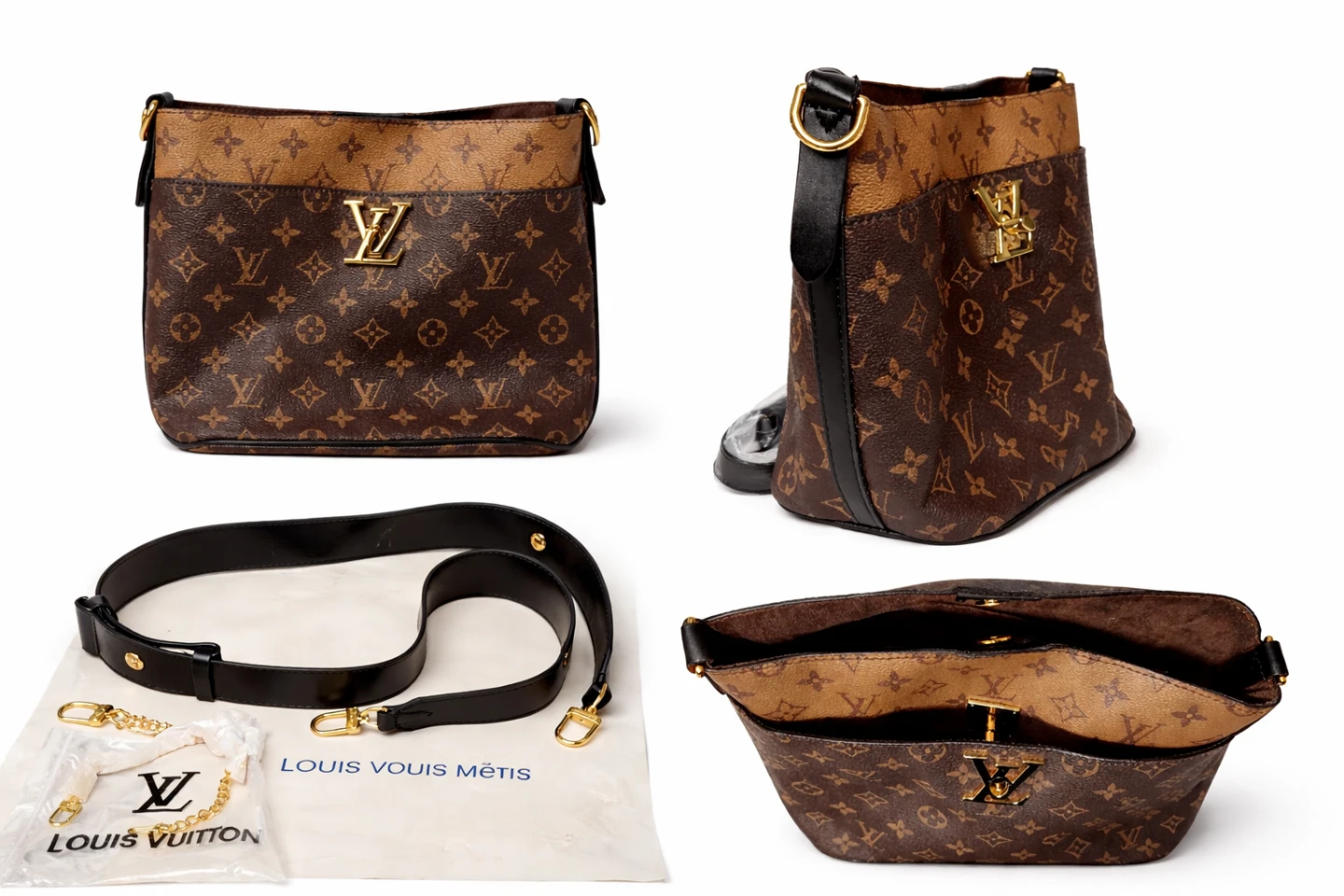 LV-Inspired Monogram Shoulder Bag