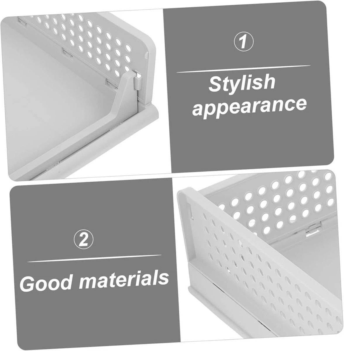 4 PCs Stackable Storage Bin Organizer - White - photo 2