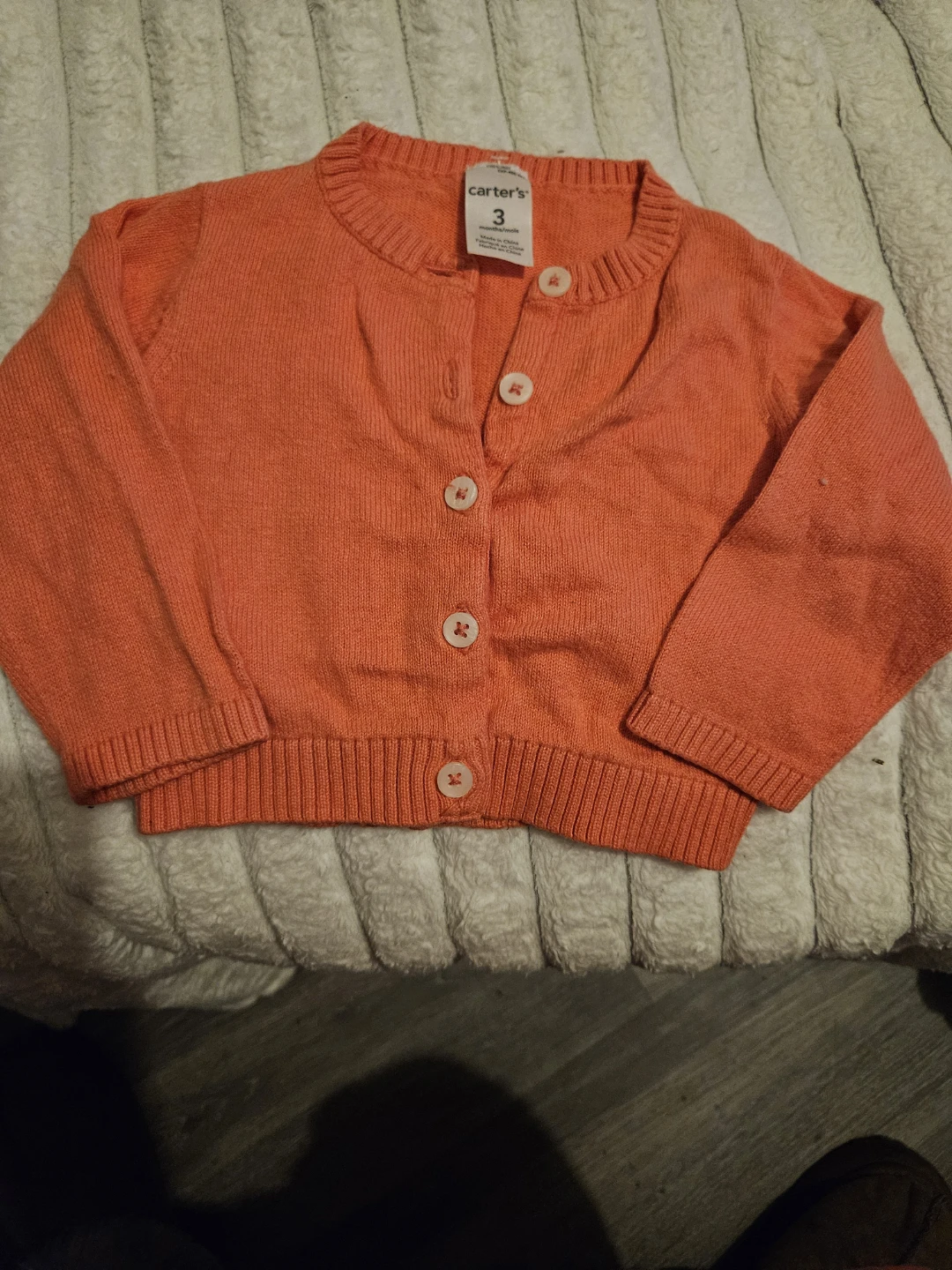 Carter's Baby Girl Orange Cardigan Sweater Size 3 Months