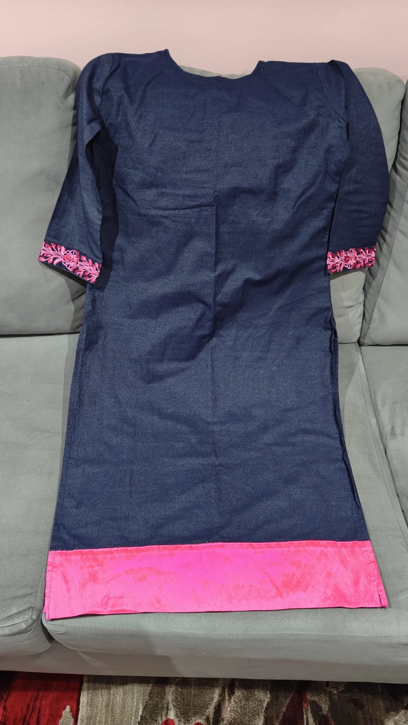 Dark Blue Kurti with Pink Embroidery - photo 4