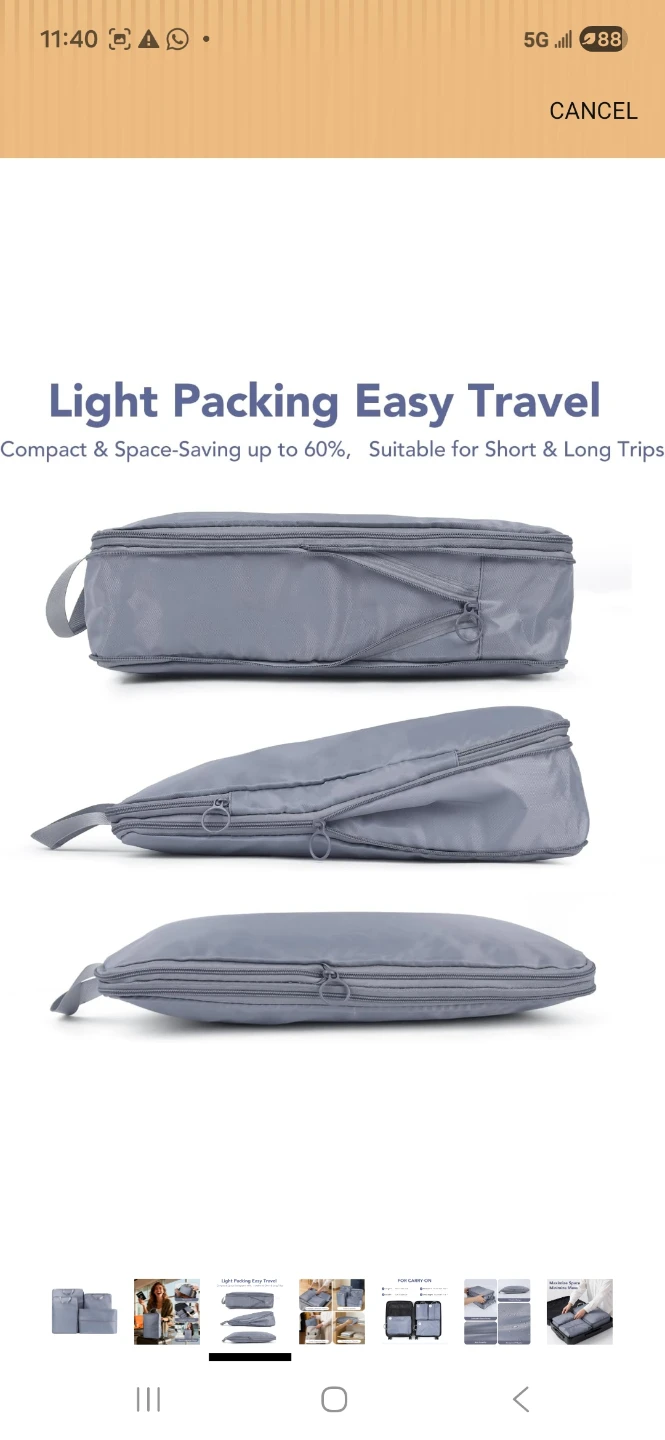 Set of 4 Grey Travel Packing Cubes - photo 3