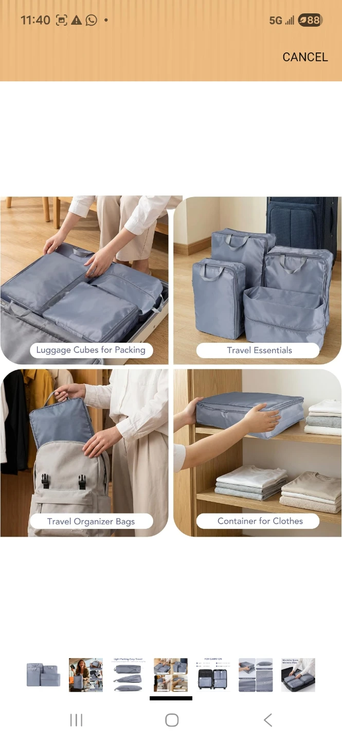 Set of 4 Grey Travel Packing Cubes - photo 4