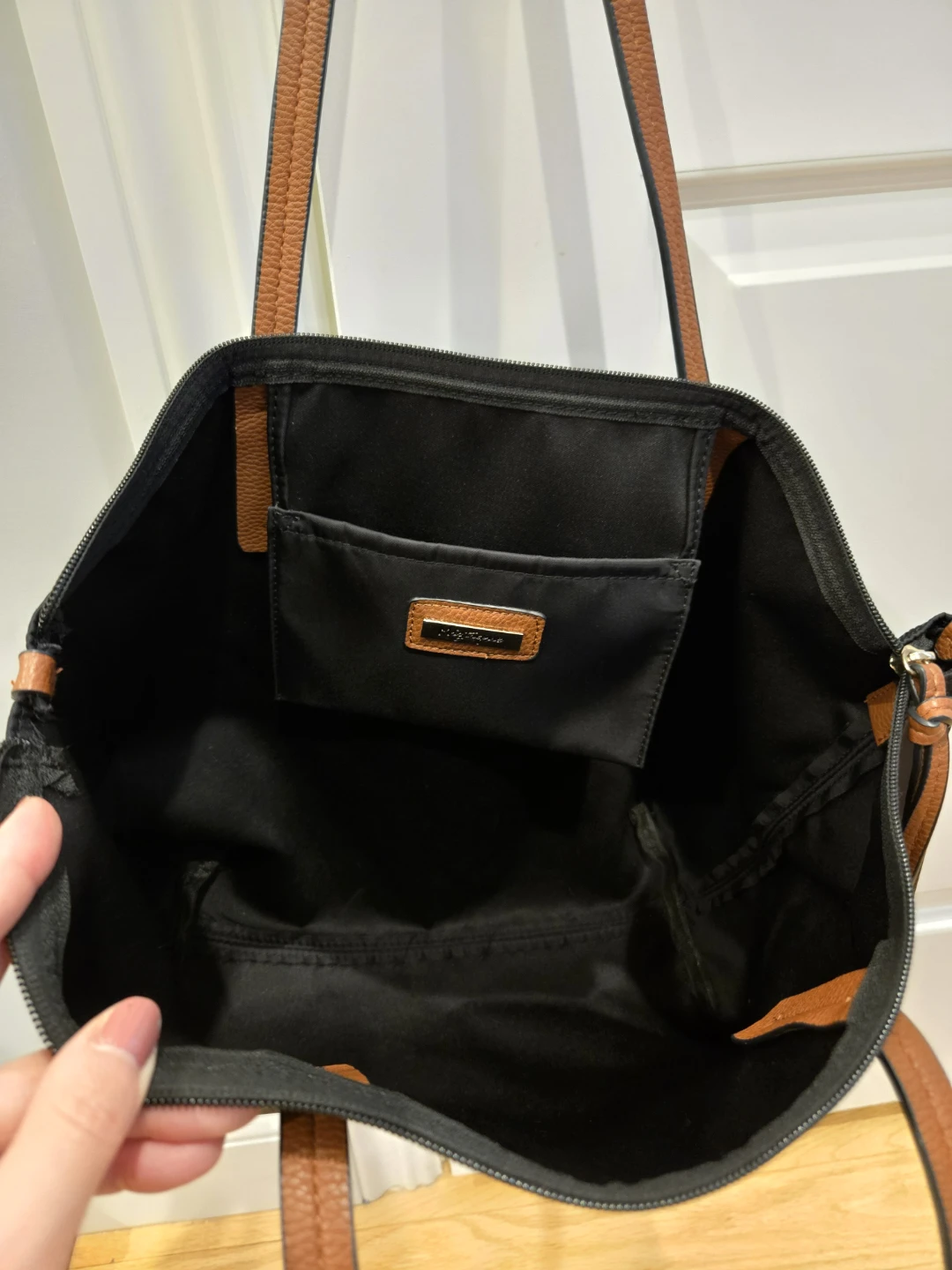 Mizztique Black Nylon Tote Bag with Tan Straps - photo 2