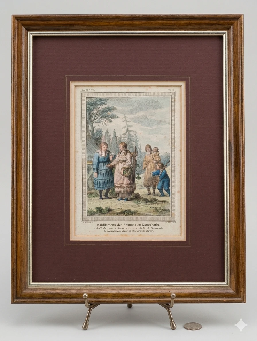 18th Century Hand-Colored Engraving Women of Kamchatka  Prévost