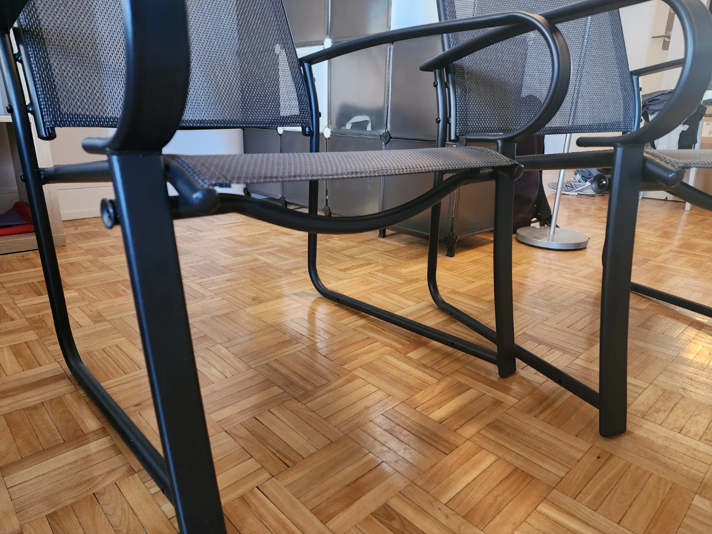 Set of 2 Black Mesh Patio Chairs - photo 2
