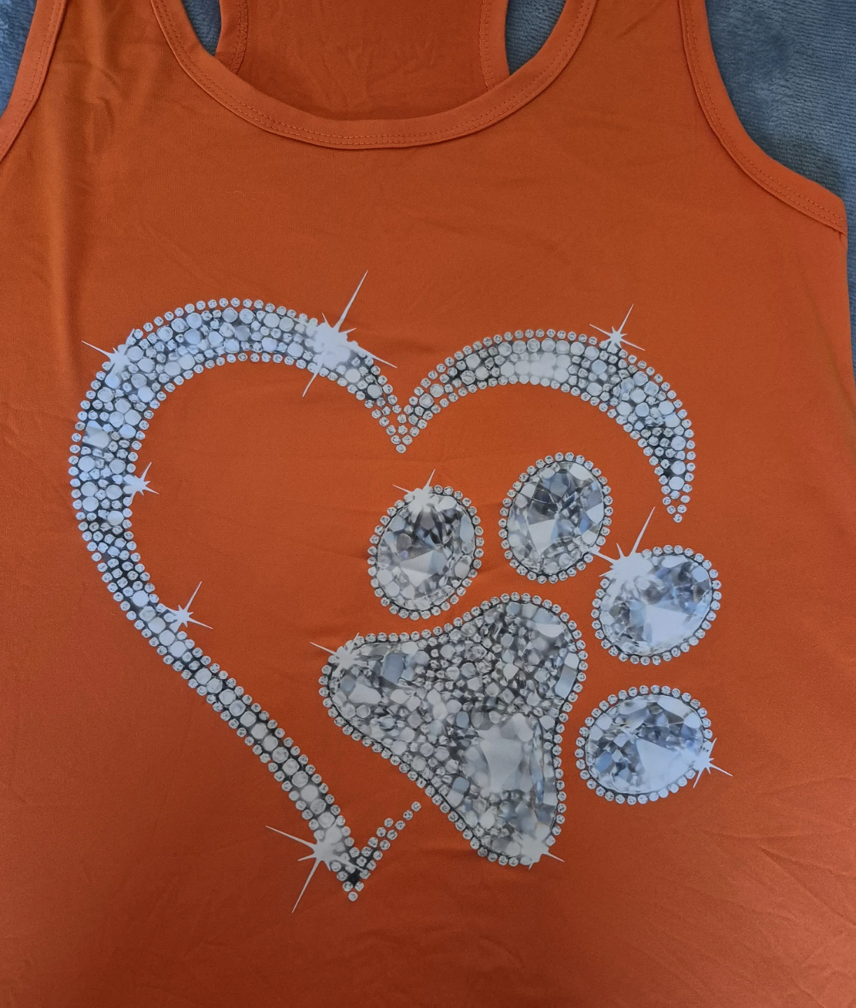 Orange Tank Top with Heart and Paw Print