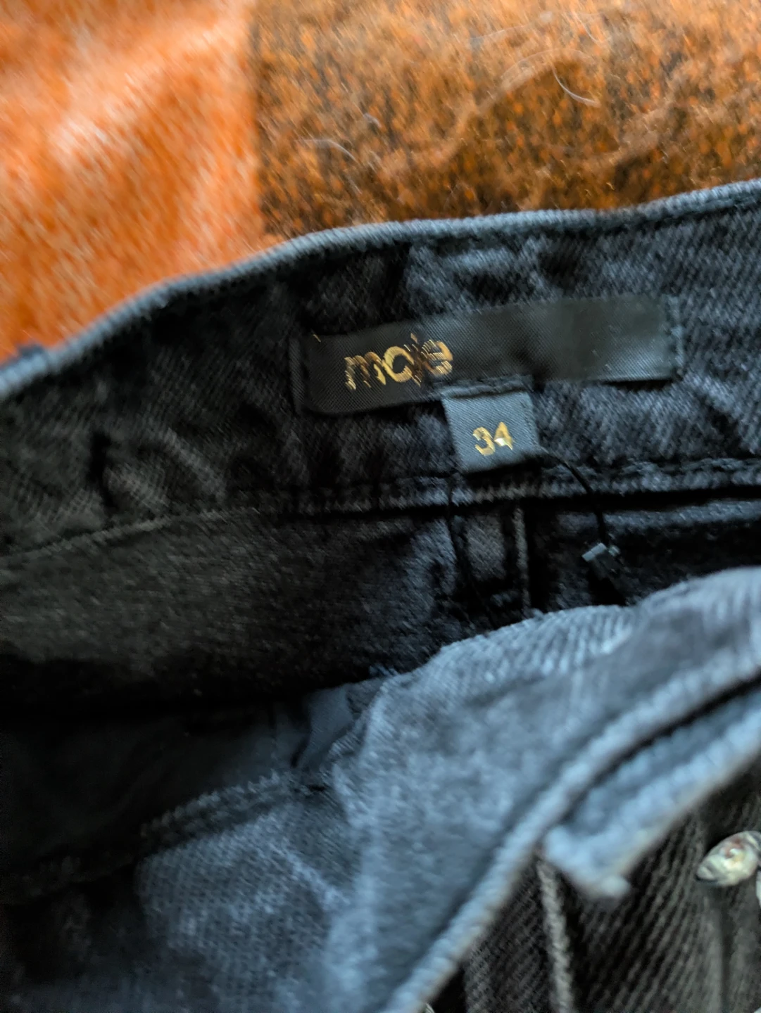 Maje Black Denim Skirt with Rhinestones Size 34 - photo 2