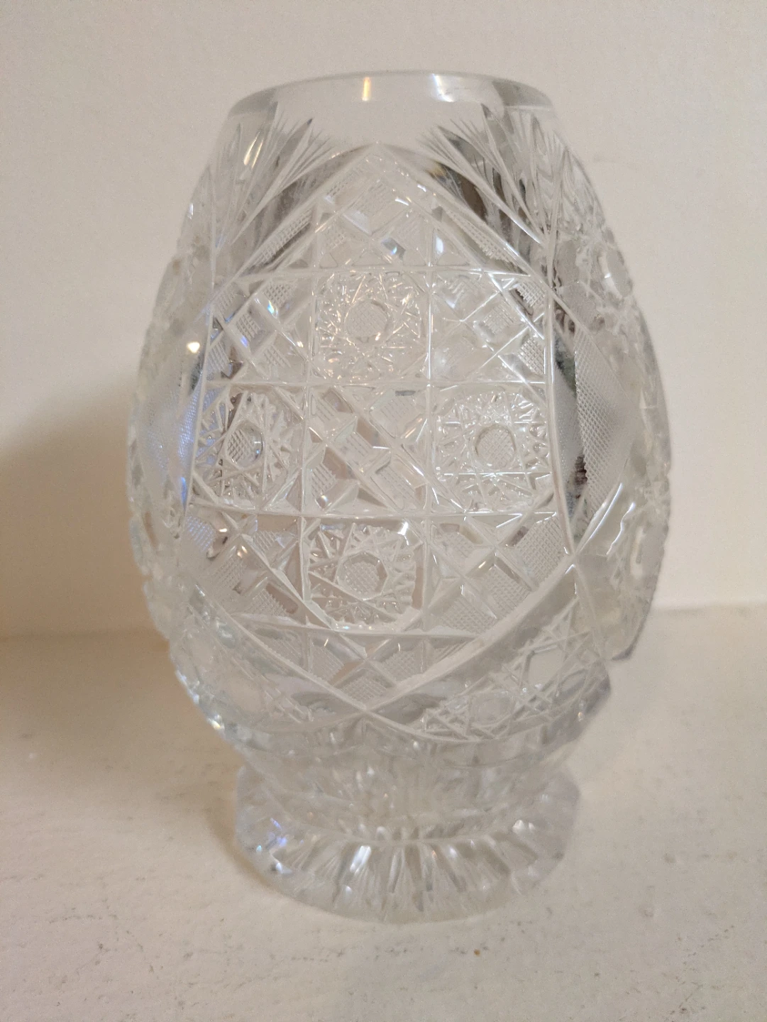 1920's Cut Lead Crystal Glass Vase