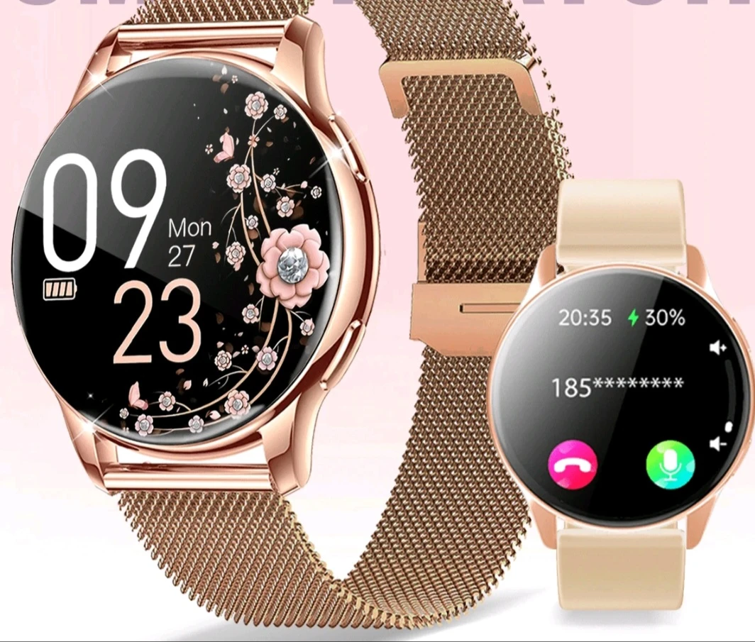 Rose Gold Smart Watch with Mesh Band