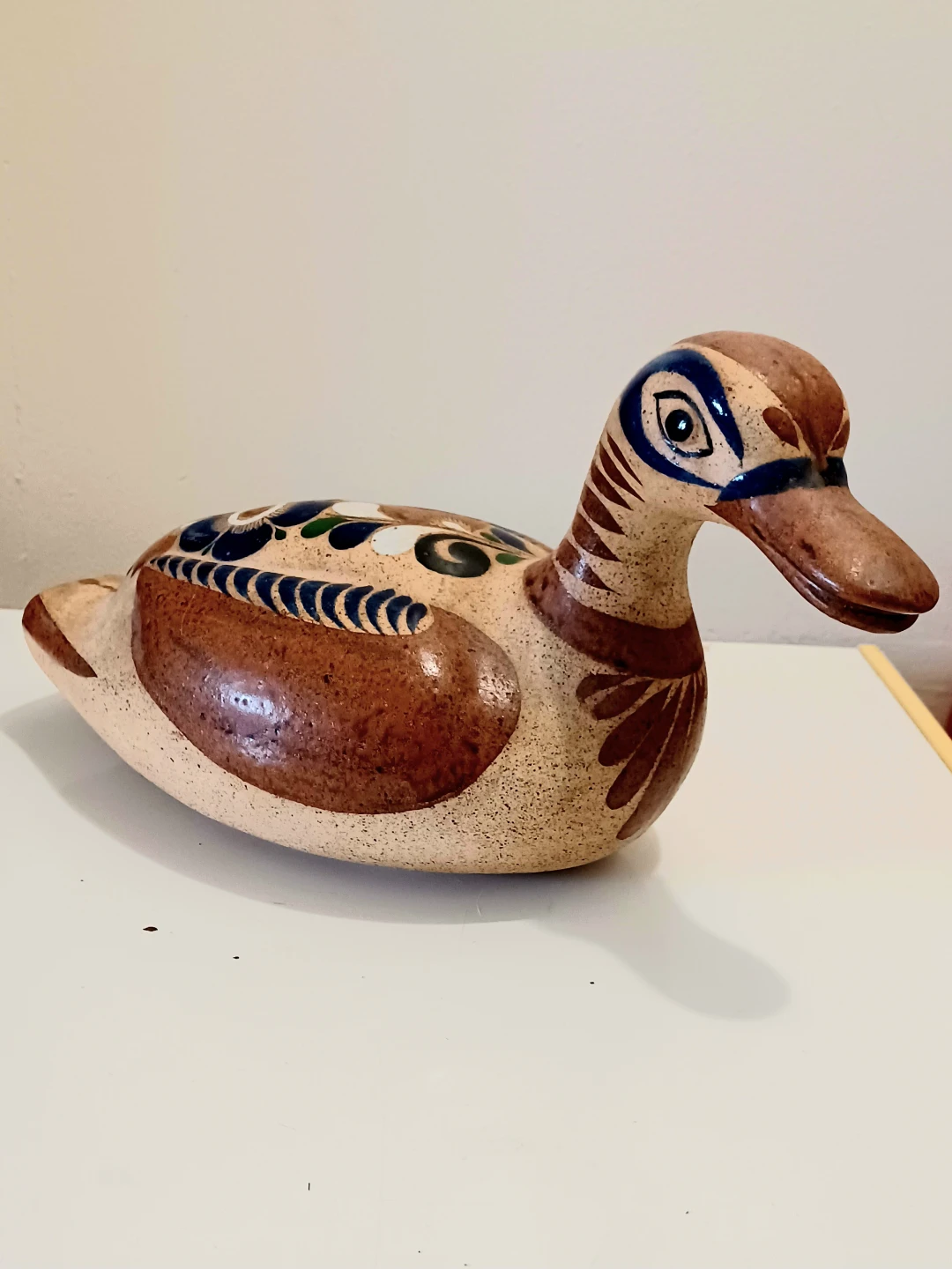 14" Vtg Signed Artist Hand Crafted Stoneware Tonala Duck - photo 4