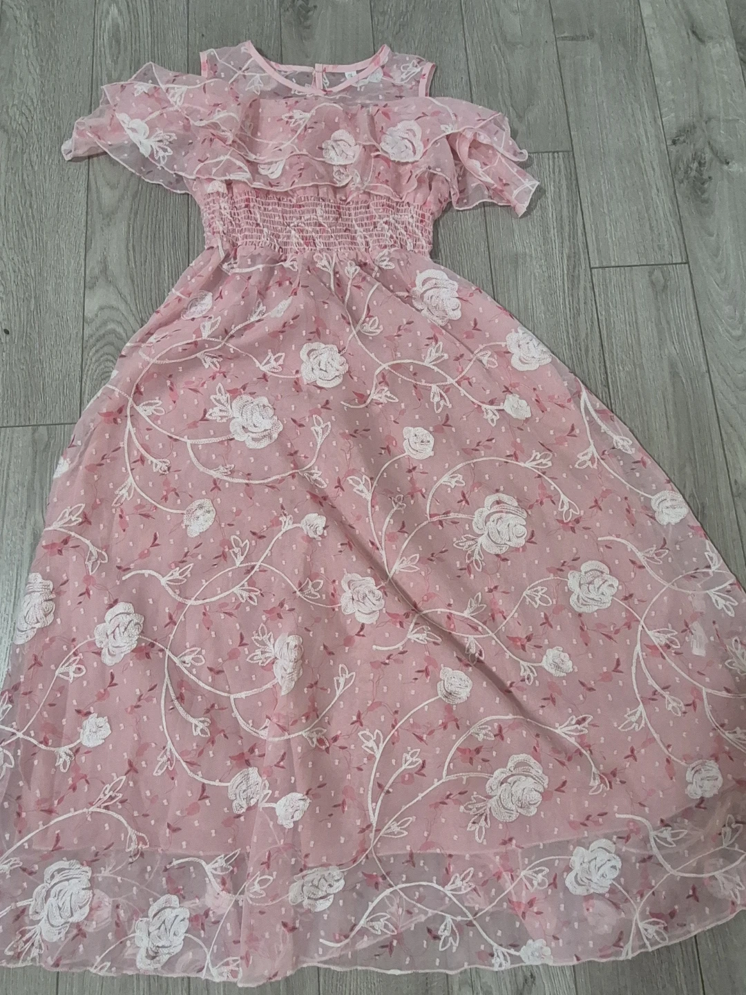 Pink Floral Dress with Ruffles