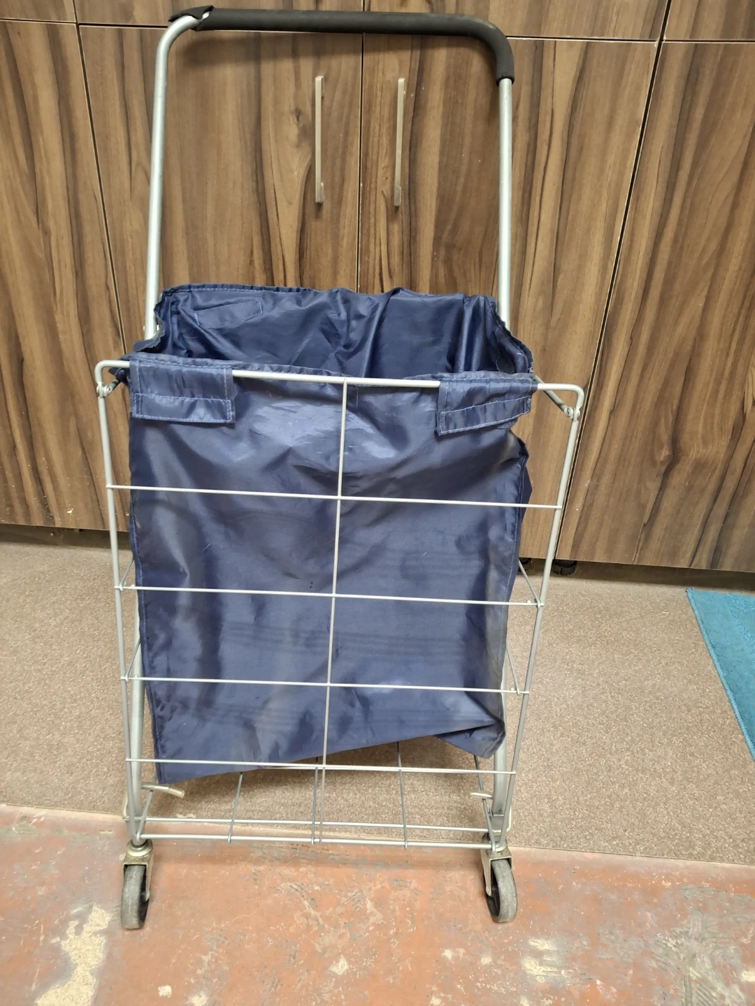 Blue Shopping Cart with Metal Frame