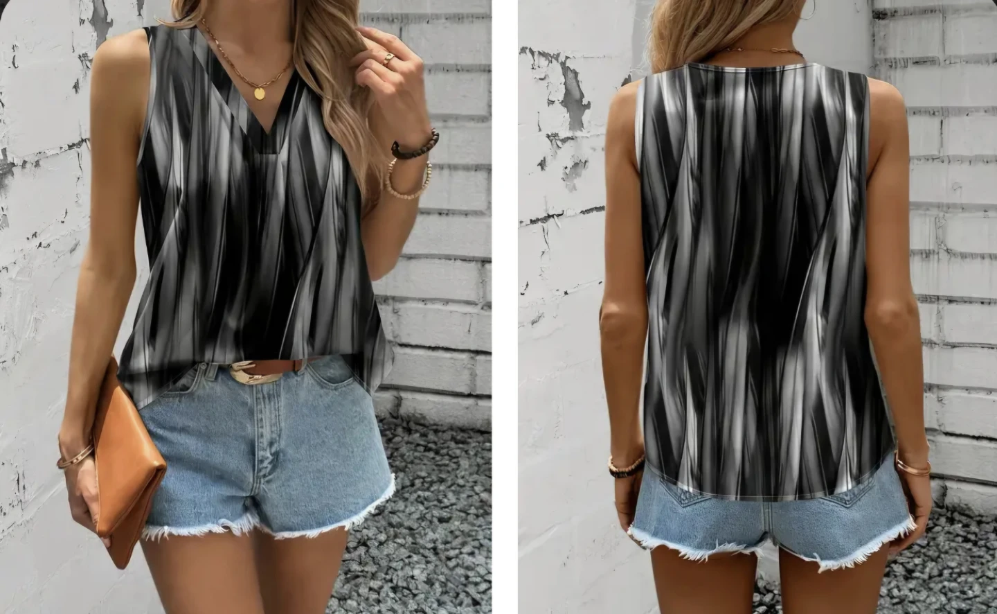 Sleeveless V-Neck Blouse