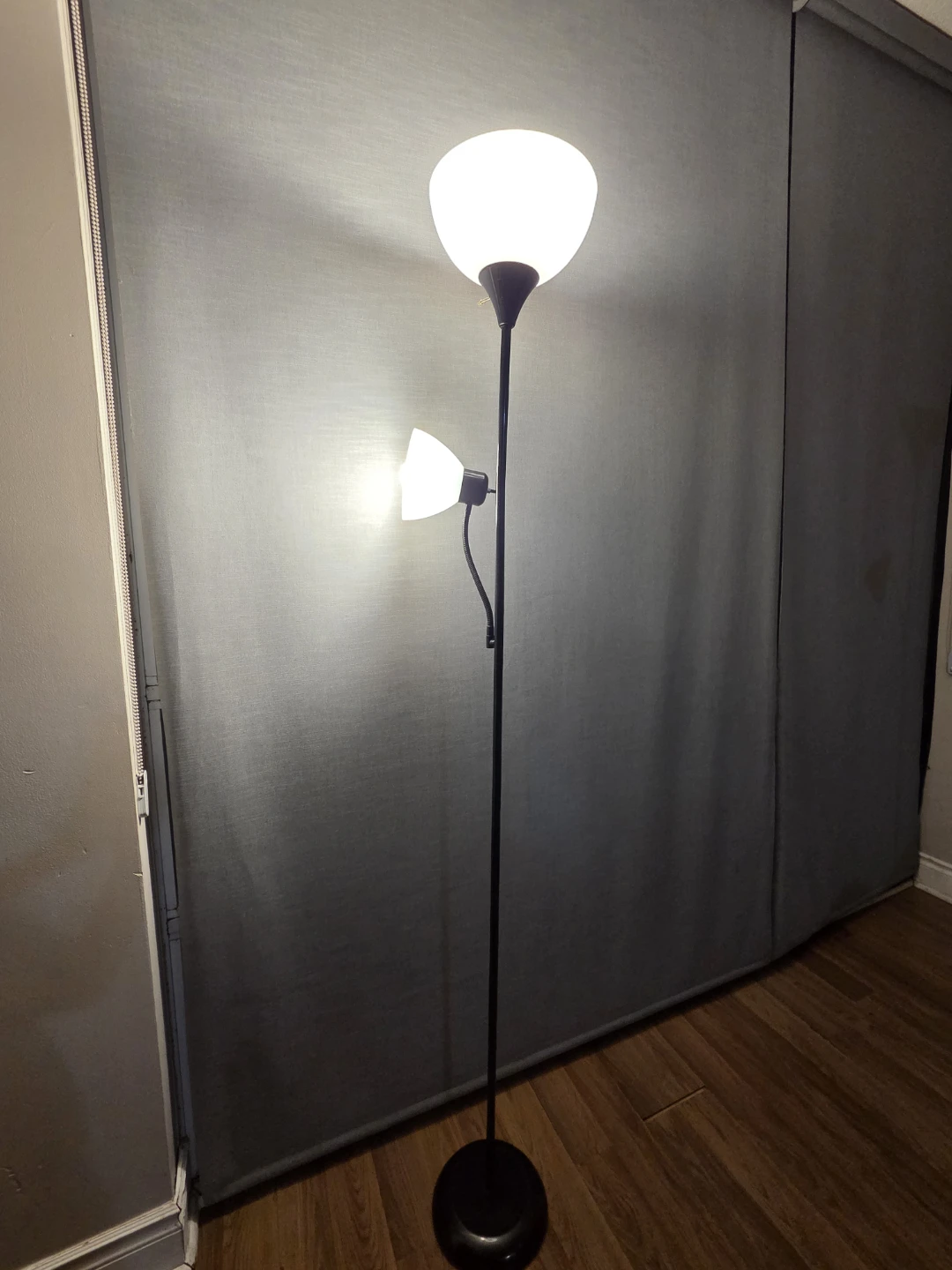 Black Floor Lamp with Dual Lights