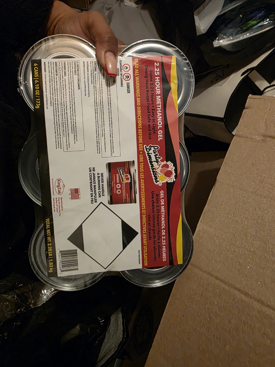 Party Dimensions 2.25 Hour Methanol Gel Fuel Cans (6 Pack)