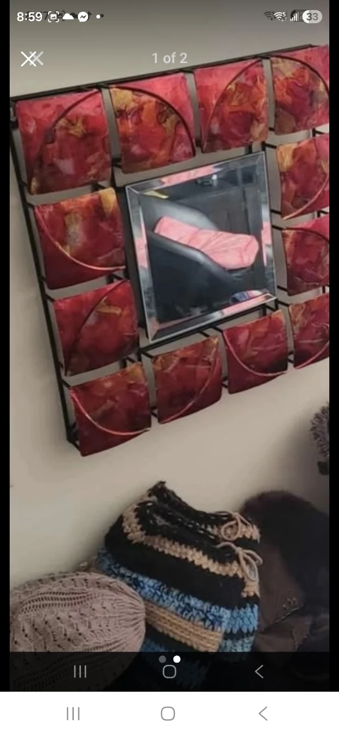 Red & Gold Wall Art with Mirror both included in price