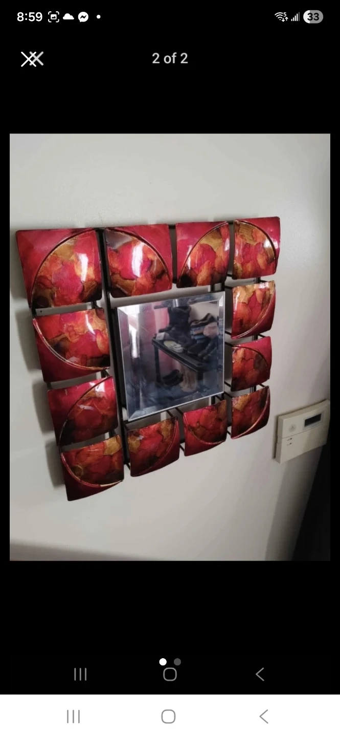 Red & Gold Wall Art with Mirror both included in price - photo 2