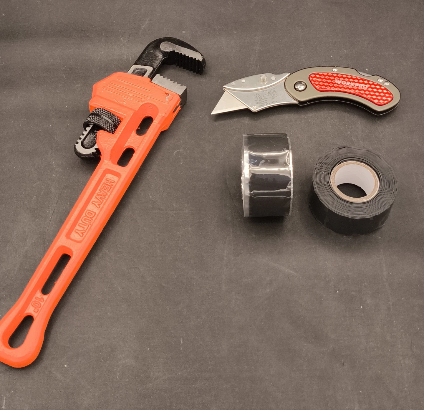 Leak Repair Kit | Pipe Wrench 10” + Self Fusing Tape + WorkPro