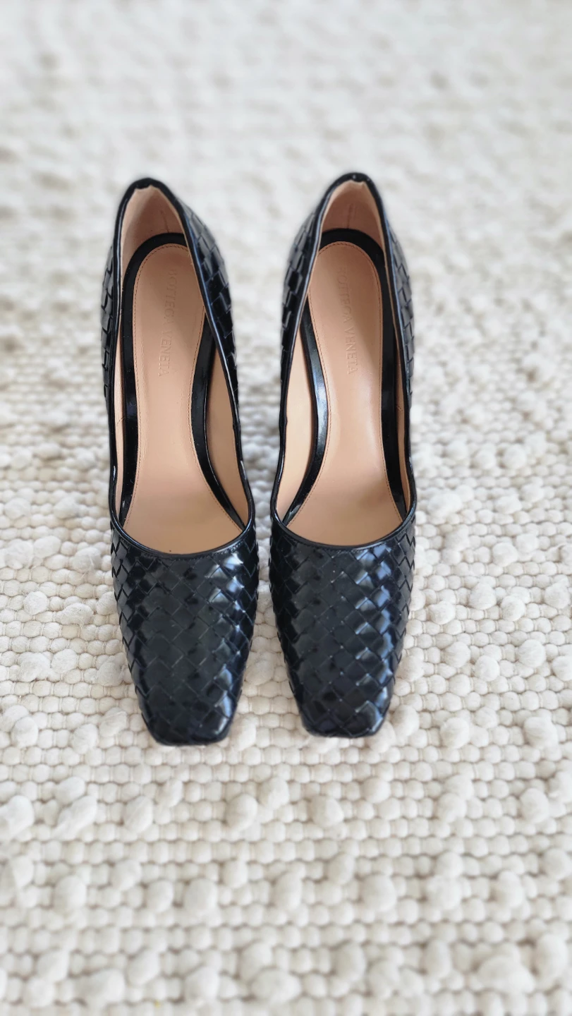 Bottega Veneta Black Woven Wedge Heels Size 39