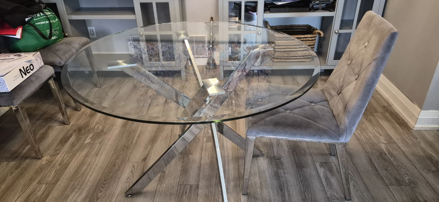 Glass Top Dining Table with Chrome Base