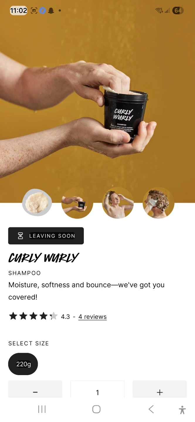 Lush Curly Wurly Shampoo 220g