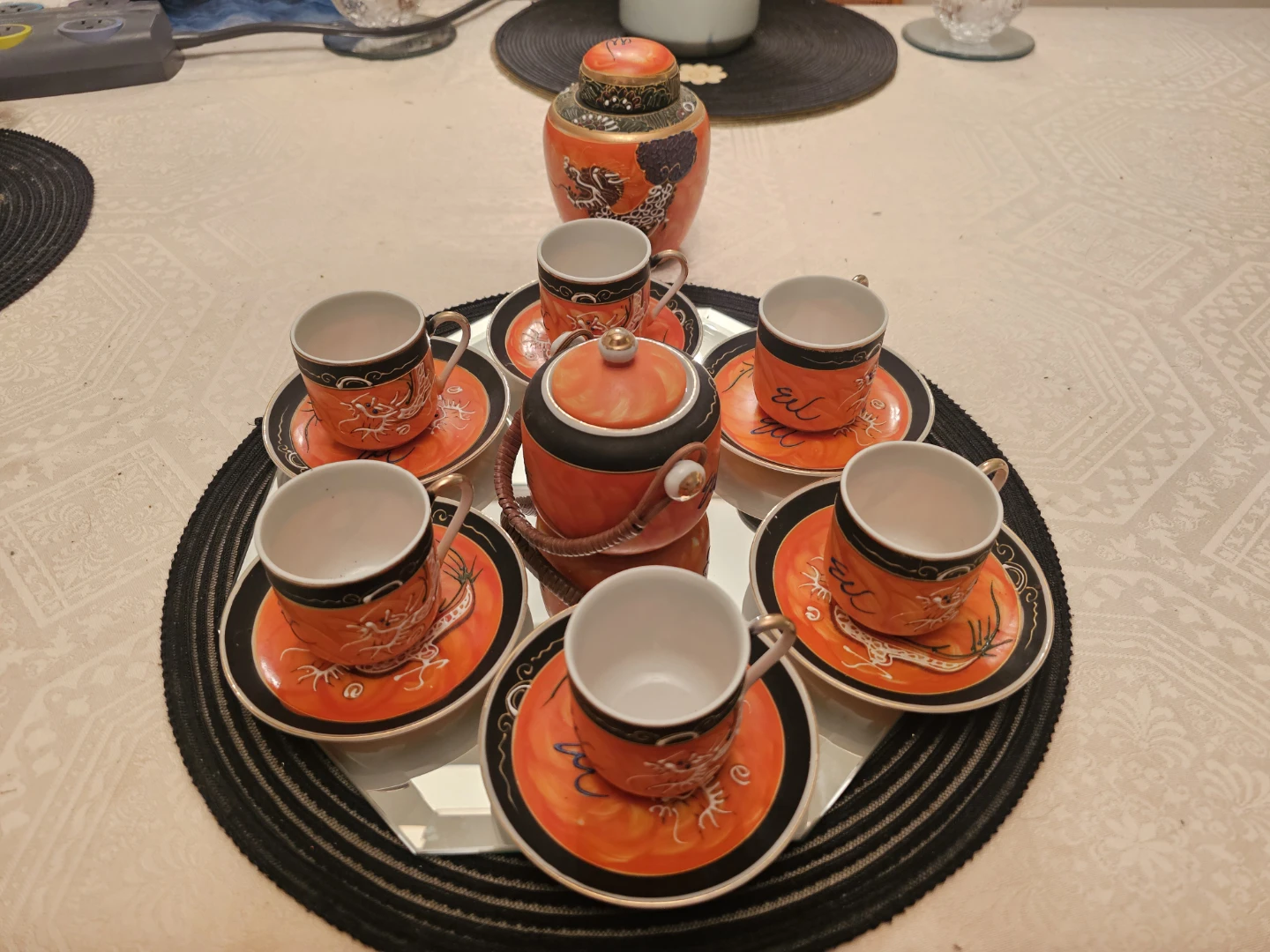 Vintage Japanese moriage tea set