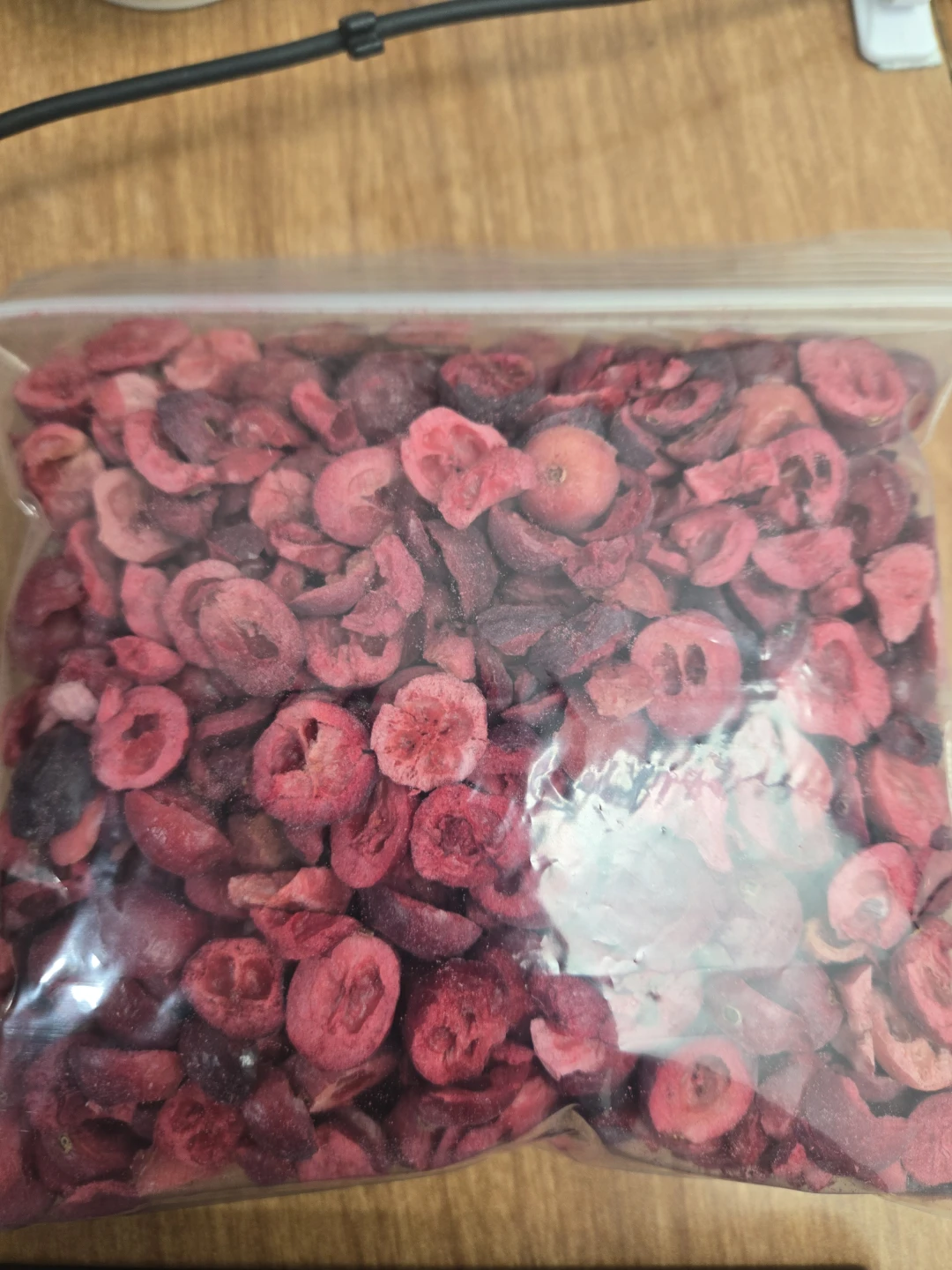 Bags of freeze dried cranberry slices