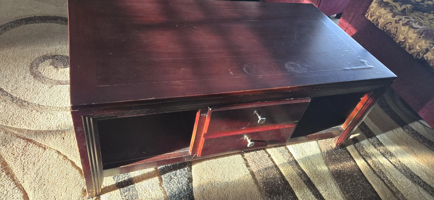 Dark Wood Coffee Table with Drawers