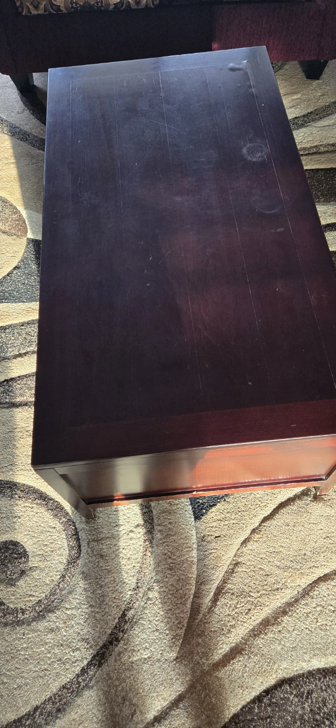 Dark Wood Coffee Table with Drawers - photo 3
