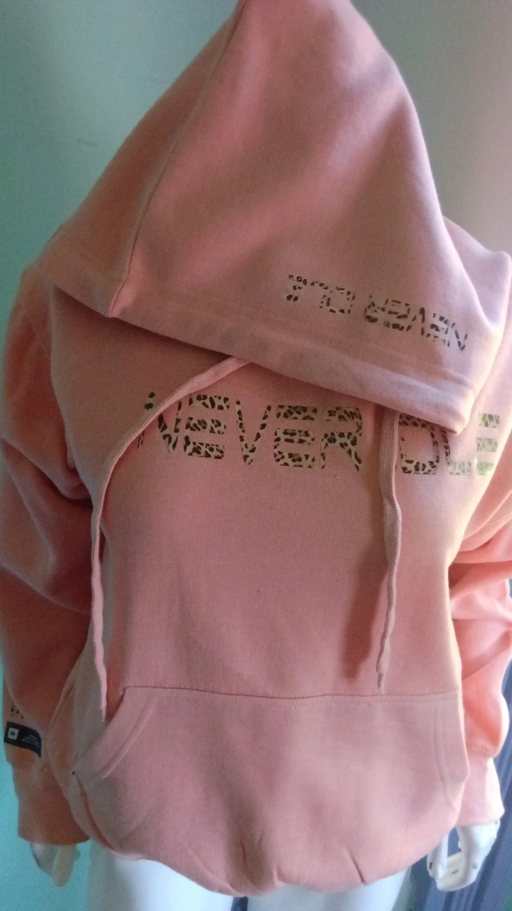 Peach Hoodie with Leopard Lips Graphic
