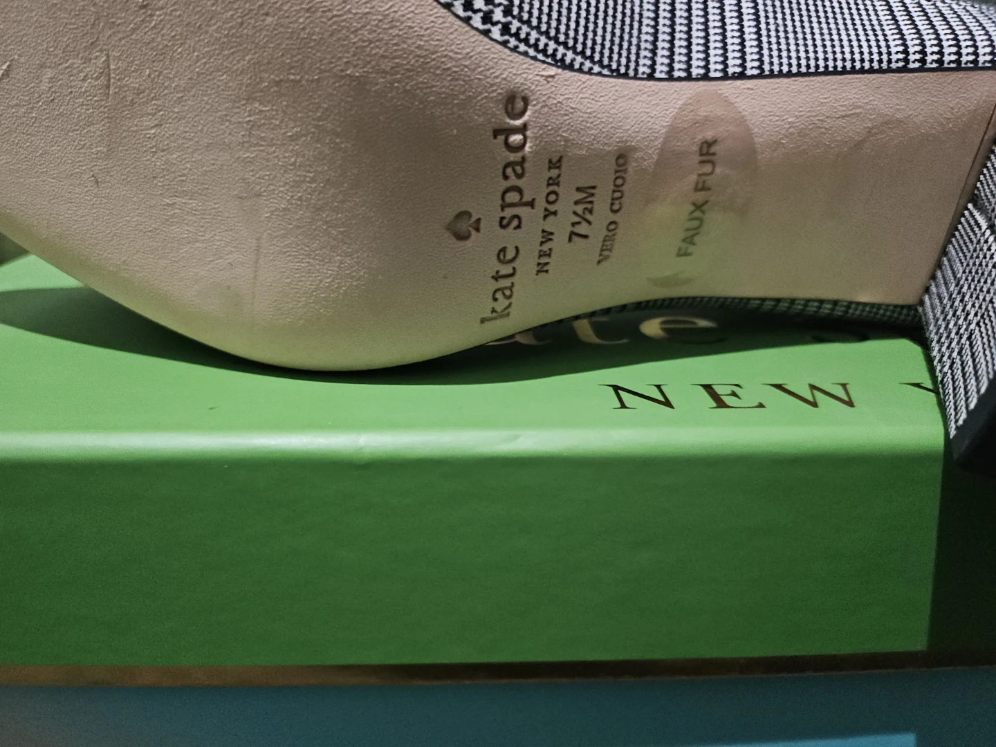 Kate Spade New York Houndstooth Heels with Faux Fur Bows - photo 5