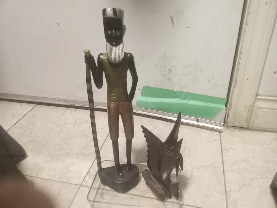 Wooden Figurine Set - Man with Stick and Marlin