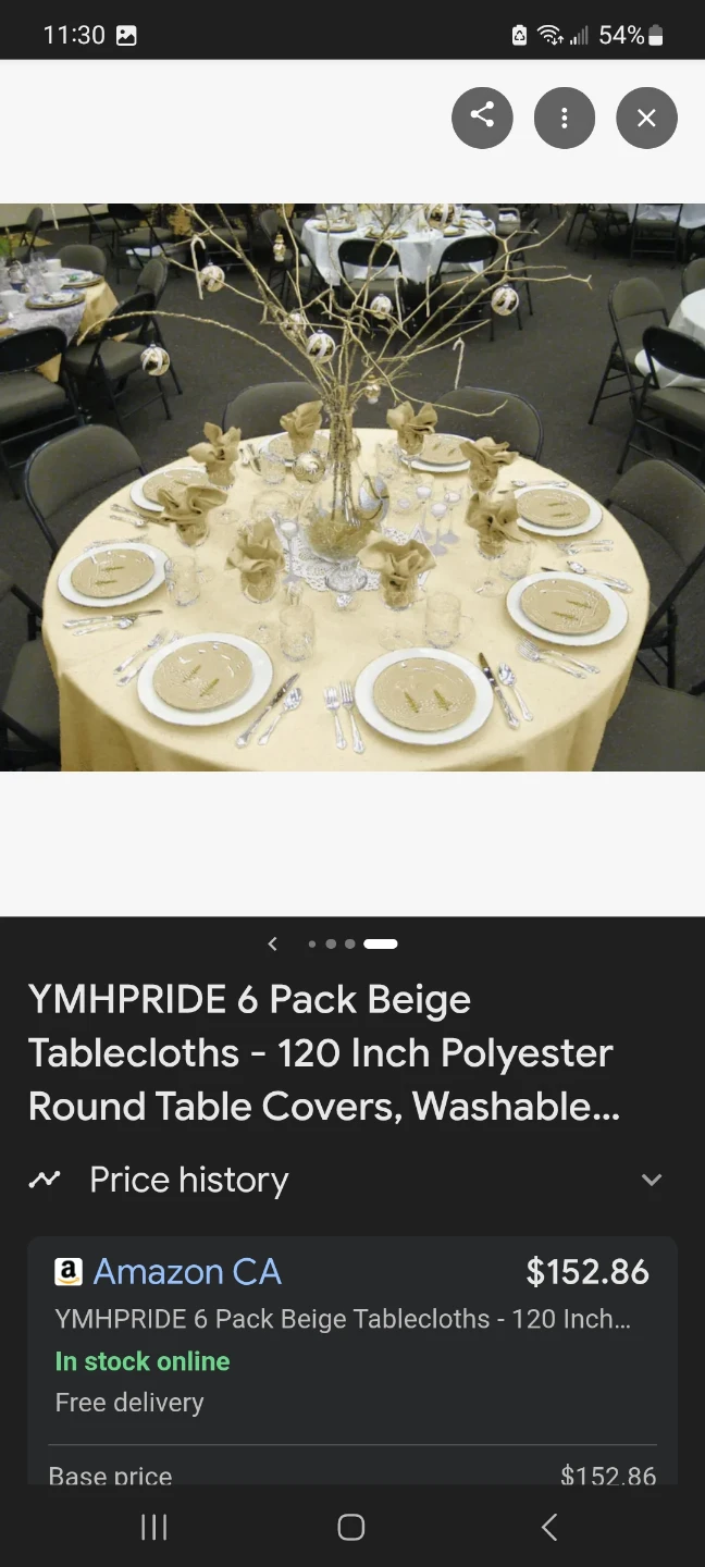 YMHPPRIDE 6 Pack Beige Tablecloths - 120 Inch Round Polyester - photo 3